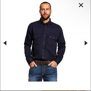 Ariat FR Fire Retardant Solid Vent Work Shirt Navy Blue